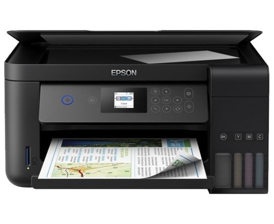  МФУ EPSON L4160, СНПЧ,Wi-Fi, A4, струйная цветная, двусторонняя, 4-цветная, 33 стр/мин ч/б, 15 стр/мин цветн., 5760x1440 dpi, подача: 100 лист., вывод: 30 лист., USB, картридер, печать фотогр 