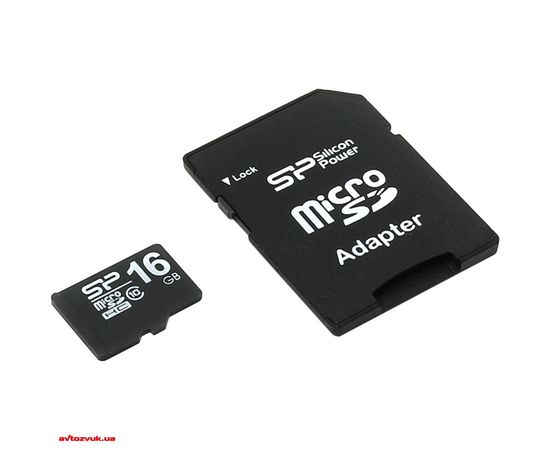  Карта памяти Silicon Power microSDHC 16Gb + adapter (SP016GBSTH010V10SP) 