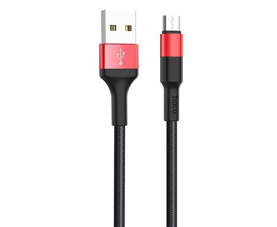  Кабель USB - micro USB Hoco X26 Xpress для HTC/Samsung (100 см) (black/red) 