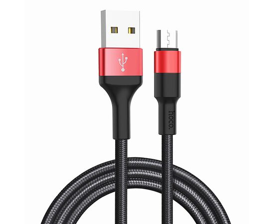  Кабель USB - micro USB Hoco X26 Xpress для HTC/Samsung (100 см) (black/red) 