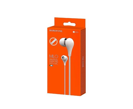  Проводные наушники с микрофоном внутриканальные Borofone BM24 Milo, 3.5 Jack (white) 