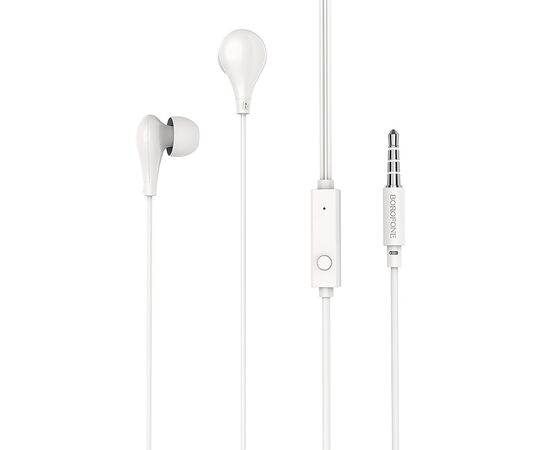  Проводные наушники с микрофоном внутриканальные Borofone BM24 Milo, 3.5 Jack (white) 