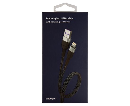  Кабель UNBRÖKE Måne USB - Lightning, 1,2 метра, нейлоновая оплетка, до 3A, черно-серый 