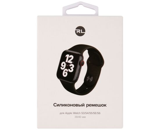  Ремешок силиконовый для Apple Watch – 38/40 mm (S3/S4/S5/SE/S6), черный 