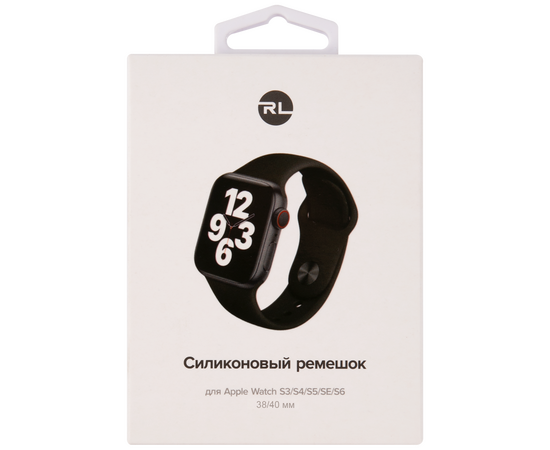  Ремешок силиконовый для Apple Watch – 38/40 mm (S3/S4/S5/SE/S6), черный 