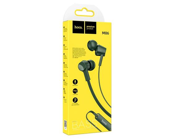  Проводные наушники с микрофоном внутриканальные Hoco M86 Jack 3,5 (green) (202601) 
