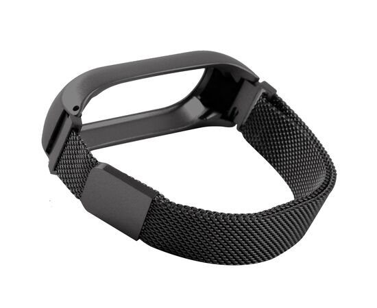  Ремешок металлический с магнитом для фитнес-браслета Xiaomi Mi Band 5/ Mi Smart Band 6, черный 