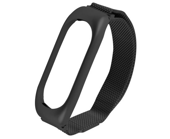  Ремешок металлический с магнитом для фитнес-браслета Xiaomi Mi Band 5/ Mi Smart Band 6, черный 