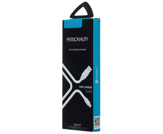  Кабель USB - Type-C Celebrat CB-02T 120см 2,4A  (white) (116095) 