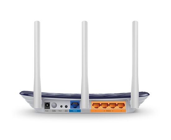  TP-LINK Archer C20, AC750 Dual-Band Wi-Fi Роутер, 433 at 5 GHz +300 Mbps at 2.4 GHz, 802.11ac/a/b/g/n, 1 port WAN 10/100 Mbps + 4 ports LAN 10/100 Mbps, 3 fixed antennas 