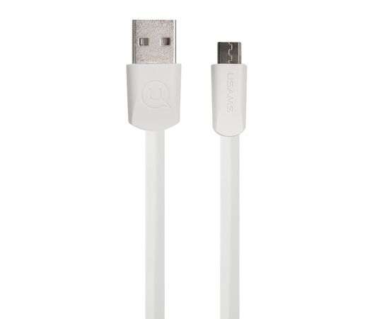  Дата-Кабель USAMS-U2 USB - micro USB, плоский, белый (SJ201MIC02) 