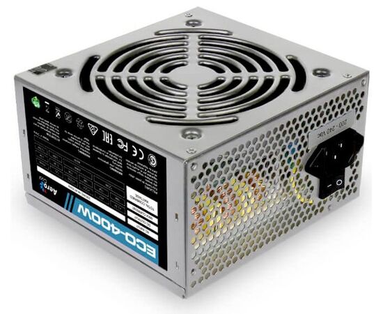  Блок питания Aerocool ECO-400W <400W, (20+4+4) pin, 6 pin, 2xSATA, 2xMolex, FDD, 12 см,  кабель питания, ATX> RTL 