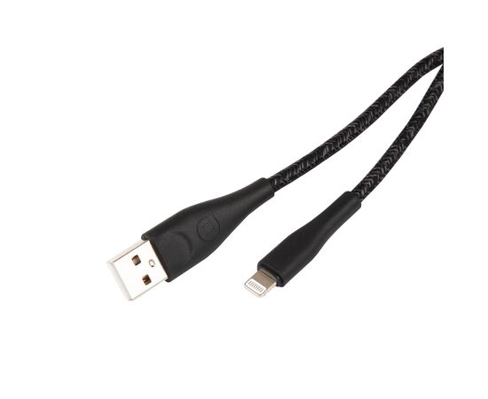  Дата-Кабель USAMS-SJ394 USB - Lightning (2 м) нейлоновая оплетка, черный (SJ394USB01) 