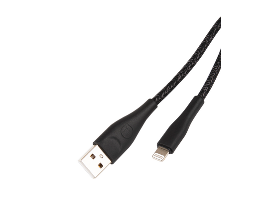  Дата-Кабель USAMS-SJ394 USB - Lightning (2 м) нейлоновая оплетка, черный (SJ394USB01) 
