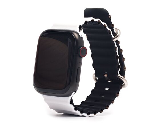  Силиконовый браслет  Ocean Band для Apple Watch 42/44/45/49/  для Smart X8 Ultra, Smart GS8 Ultra / Черно-белый 