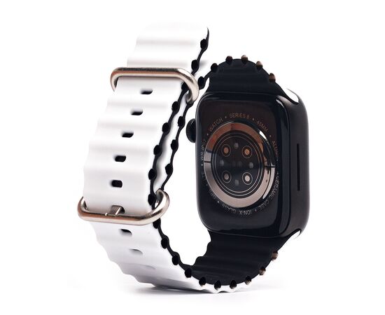  Силиконовый браслет  Ocean Band для Apple Watch 42/44/45/49/  для Smart X8 Ultra, Smart GS8 Ultra / Черно-белый 