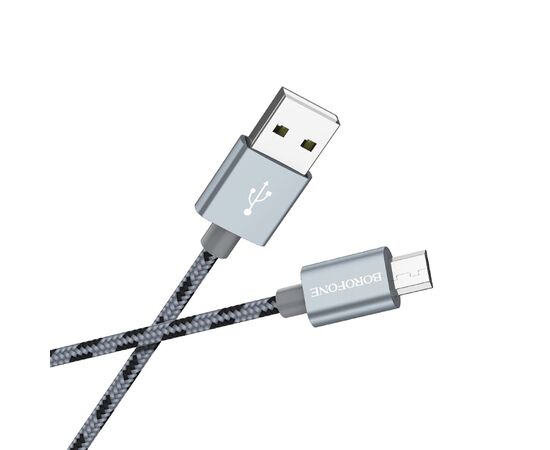  Кабель USB - 8 pin Borofone BX24 Ring, 1.0м, круглый, 2.1A, нейлон, цвет: серый(1/648) 
