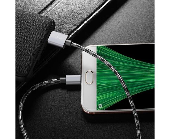  Кабель USB - 8 pin Borofone BX24 Ring, 1.0м, круглый, 2.1A, нейлон, цвет: серый(1/648) 