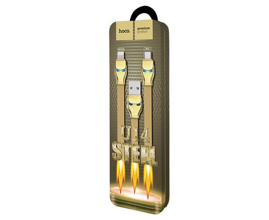  Кабель USB HOCO U14 Steel man USB - MicroUSB, 2.4А, 1.2 м, золотой 