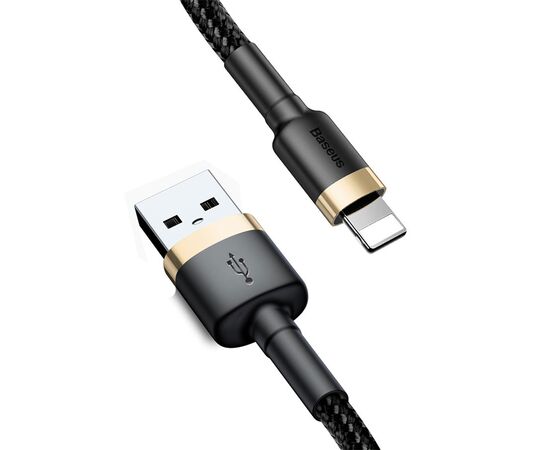  Кабель USB BASEUS Cafule USB - Lightning, 2А, 10W, 3 м, черный+золотой 