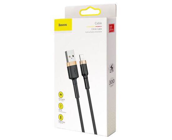  Кабель USB BASEUS Cafule USB - Lightning, 2А, 10W, 3 м, черный+золотой 