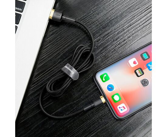  Кабель USB BASEUS Cafule USB - Lightning, 2А, 10W, 3 м, черный+золотой 