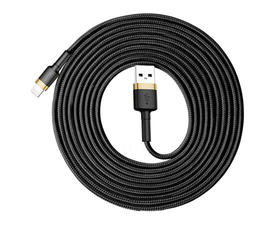  Кабель USB BASEUS Cafule USB - Lightning, 2А, 10W, 3 м, черный+золотой 