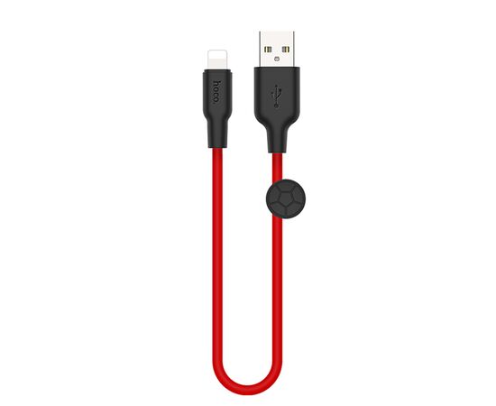  Кабель USB HOCO X21 Plus Silicone USB - Lightning, 2.4А, 25 см, красный+черный 