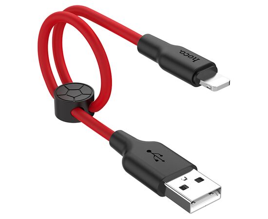  Кабель USB HOCO X21 Plus Silicone USB - Lightning, 2.4А, 25 см, красный+черный 