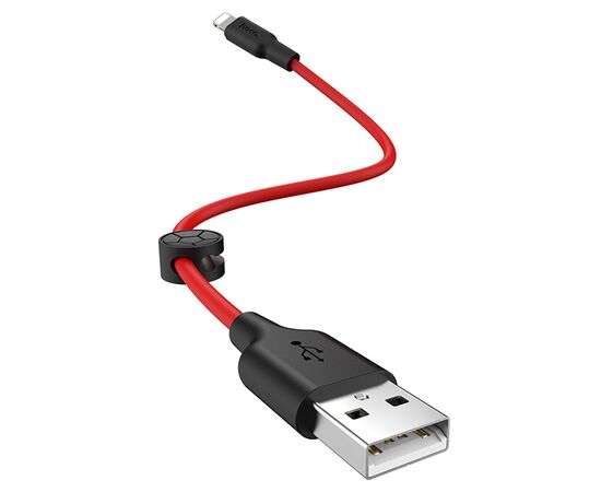  Кабель USB HOCO X21 Plus Silicone USB - Lightning, 2.4А, 25 см, красный+черный 