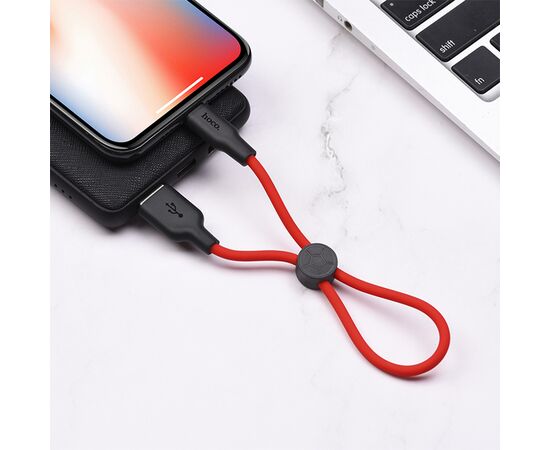  Кабель USB HOCO X21 Plus Silicone USB - Lightning, 2.4А, 25 см, красный+черный 