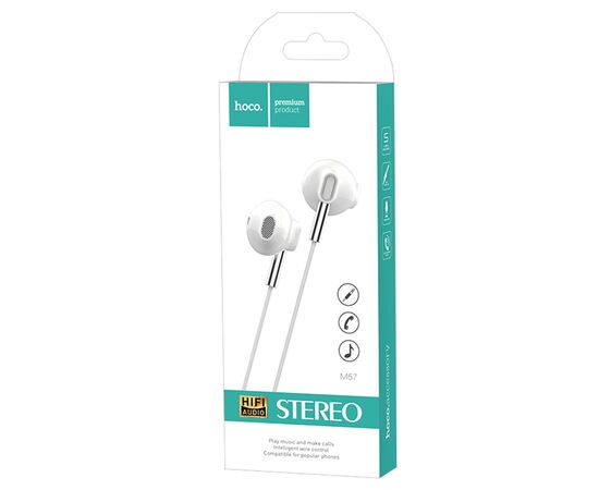  Проводные наушники HOCO M57 Sky, Jack 3.5mm, 1.2 м, белый 