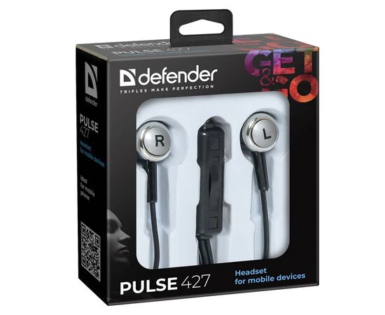  Проводные наушники с микрофоном внутриканальные Defender Pulse-427 Jack 3,5 (black) (212581) 