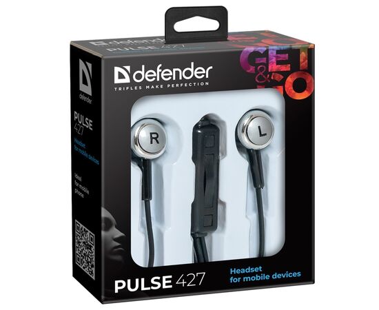  Проводные наушники с микрофоном внутриканальные Defender Pulse-427 Jack 3,5 (black) (212581) 