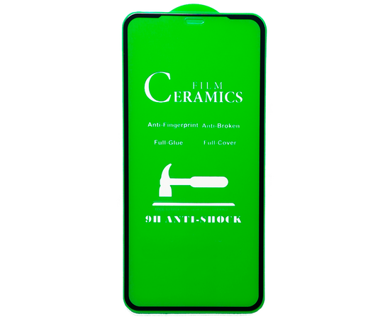  Защитная пленка Ceramics для iPhone 12/12 Pro 6.1", гибкое глянцевое, прозрачный+черная рамка 