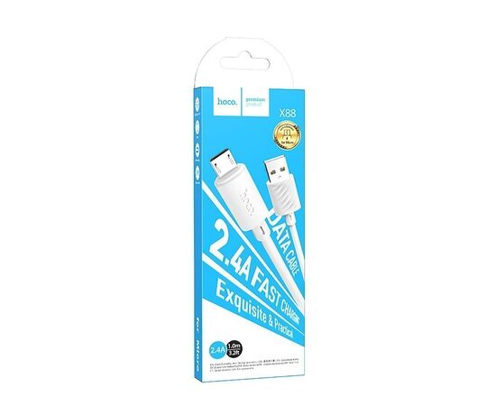  Кабель USB - micro USB Hoco X88 100см 2,4A (white) (215587) 