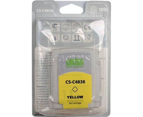  Картридж струйный Cactus CS-C4838 желтый для №11 HP 2000/2500/1000/1100/1200 (29ml) 