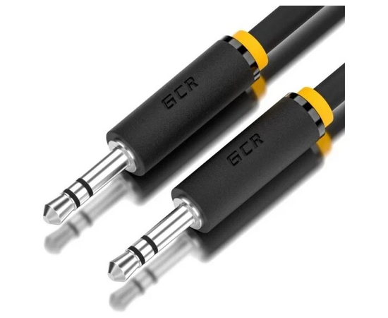  Кабель аудио Greenconnect GCR-53814 jack 3,5mm/jack 3,5mm 1.5m черный желтая окантовка ультрагибкий M/M Premium экран стерео 