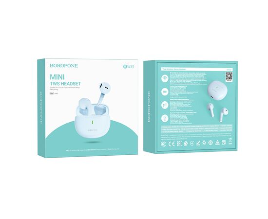  Bluetooth-наушники беспроводные вкладыши Borofone BW33 TWS (Sierra Blue) 
