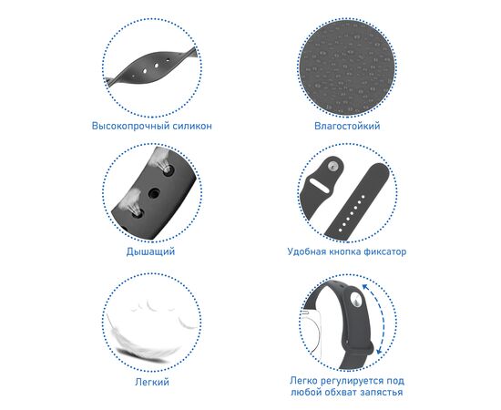  Ремешок силиконовый Great Case Sport для Apple Watch 38/40/41 мм, 225мм, на кнопке, светло-бирюзовый (17) 