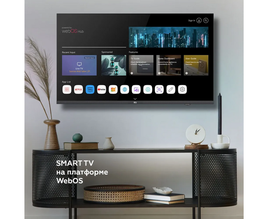 43" Телевизор BQ 43FS36B черный 3840x2160, 4K Ultra HD, 60 Гц, Wi-Fi, Smart TV, webOS 
