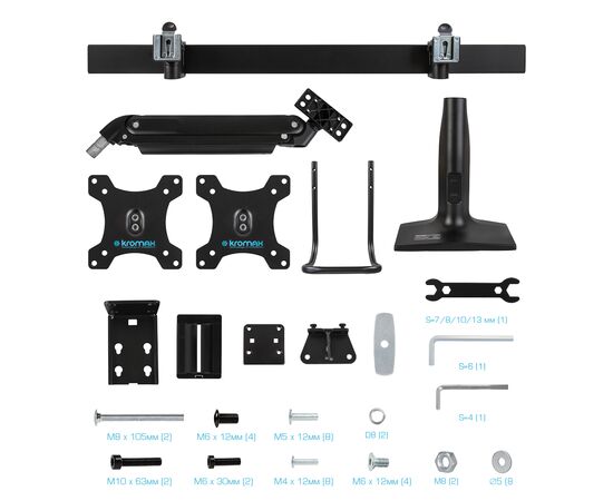  Кронштейн для мониторов Kromax Office-20 черный 17"-35" макс.10кг настольный поворот и наклон 