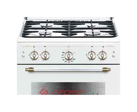  Плита Газовая Gefest ПГ 6100-02 0185 белый/золотистый, 85x60x60см, духовка 52л, 4 конфорки, реш.чугун 