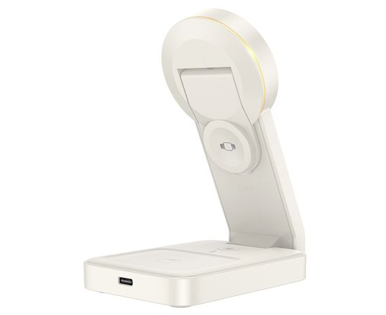  Беспроводное зарядное устройство HOCO CQ3 Motorcycle folding 3-in-1 для iPhone+Airpods+Apple Watch, 3A, 15W, белый 