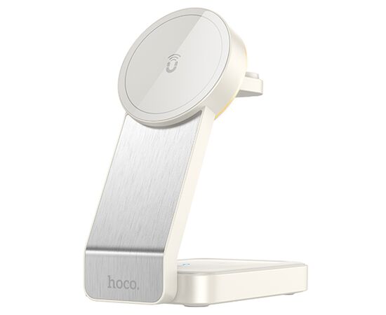  Беспроводное зарядное устройство HOCO CQ3 Motorcycle folding 3-in-1 для iPhone+Airpods+Apple Watch, 3A, 15W, белый 