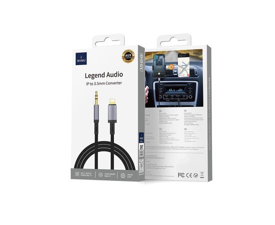 Кабель AUX Jack 3,5mm - Lightning WiWU Wi-C048L , 1.5M (Black) 