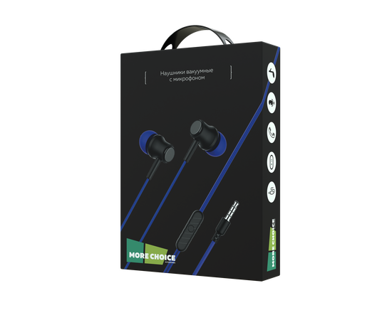  PURE Наушники вакуумные AUX разъём с МК без рег.громкости длина 1.2м More choice G16 (Dark Blue) 