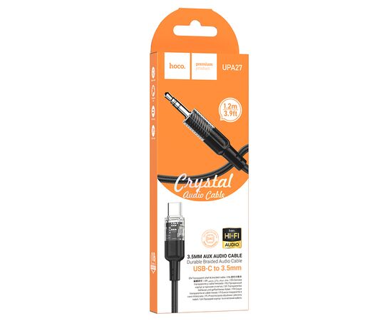  Аудиокабель HOCO UPA27 Spirit AUX Jack 3.5 (m) - Type-C (m), 1.2 м, черный 