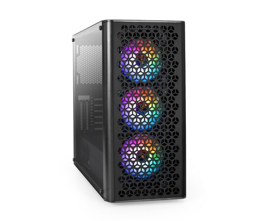  Корпус ExeGate EVO-9202-EVO800 EX296077RUS Miditower (ATX, БП EVO800RGB с вент. 12 см, с окном, 1*USB+1*USB3.0, аудио, черный, 3 вент. 12см с RGB) 