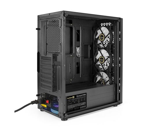  Корпус ExeGate EVO-9202-EVO800 EX296077RUS Miditower (ATX, БП EVO800RGB с вент. 12 см, с окном, 1*USB+1*USB3.0, аудио, черный, 3 вент. 12см с RGB) 